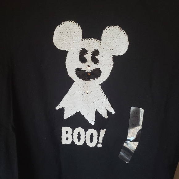 Disney Mickey Mouse shirt ghost Flip SEQUIN Halloween Long Sleeve 5/6 - Picture 5 of 11